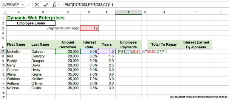 The Pmt Function In Excel Dynamic Web Training Blog 6921