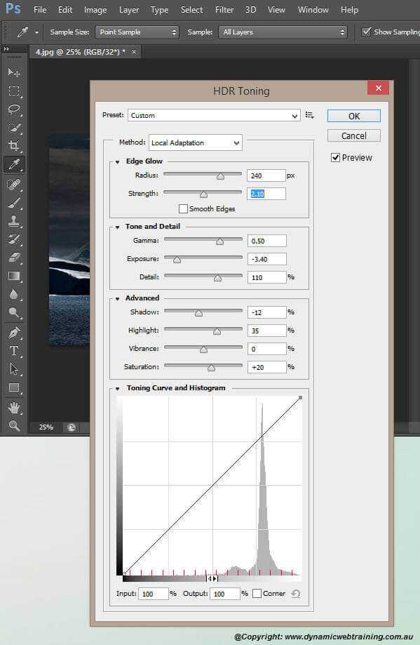 HDRToning in Photoshop Step 3 -Dynamic Web Training